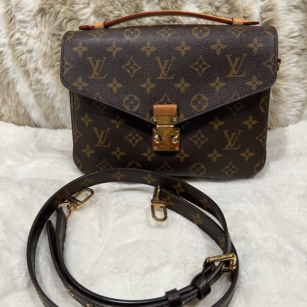 Louis Vuitton Brown Monogram Satchel with Gold Hardware